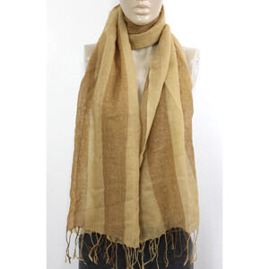 Lauren by Ralph Lauren Scarf Wrap Sheer Woven Tassles Wool Made In India